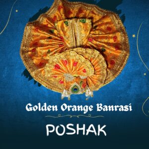 ✨ handmade golden–orange banarasi poshak laddu gopal ji ke shringar ke liye specially designed